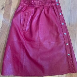 Coach red leather skirt